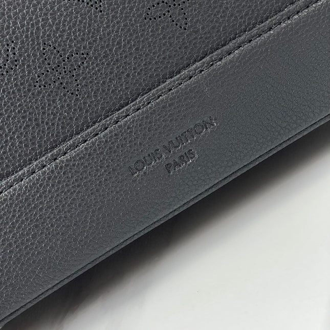 FLORE 28 IN CHARCOAL PERFORATED CALFSKIN