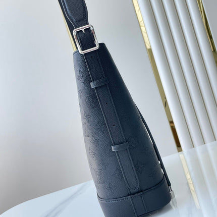 FLORE 28 IN CHARCOAL PERFORATED CALFSKIN