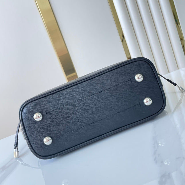 FLORE 28 IN CHARCOAL PERFORATED CALFSKIN