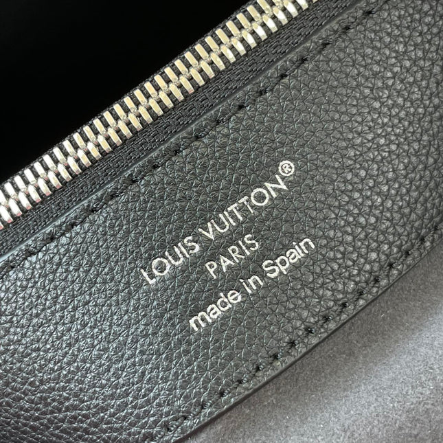 FLORE 28 IN CHARCOAL PERFORATED CALFSKIN