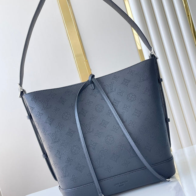 FLORE 28 IN CHARCOAL PERFORATED CALFSKIN