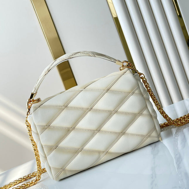 GO-14 PM 20 IN CREAM QUILTED LAMBSKIN GOLD HARDWARE