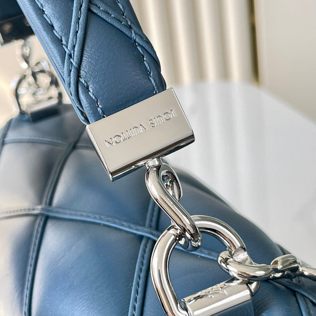 GO-14 PM 20 IN INDIGO DYE QUILTED LAMBSKIN SILVER HARDWARE