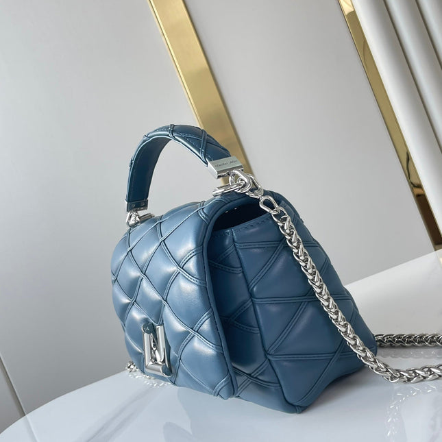 GO-14 PM 20 IN INDIGO DYE QUILTED LAMBSKIN SILVER HARDWARE