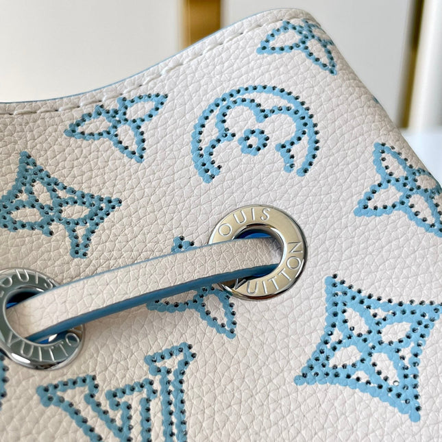 BELLA 22 IN WHITE PERFORATED CALFSKIN SILVER HARDWARE