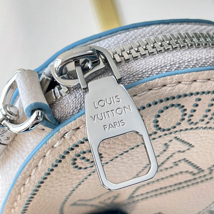 BELLA 22 IN WHITE PERFORATED CALFSKIN SILVER HARDWARE