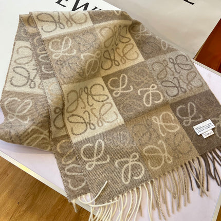 SCARF 180 CM IN WHITE MIX BEIGE WOOL AND CASHMERE 410095