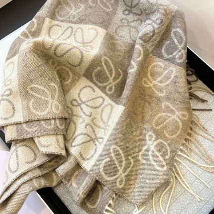 SCARF 180 CM IN WHITE MIX BEIGE WOOL AND CASHMERE 410095