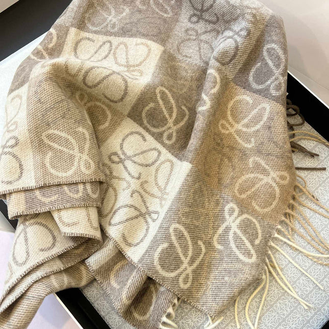 SCARF 180 CM IN WHITE MIX BEIGE WOOL AND CASHMERE 410095