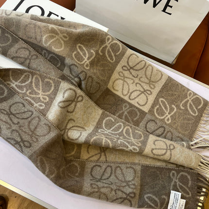 SCARF 180 CM IN WHITE MIX BEIGE WOOL AND CASHMERE 410095