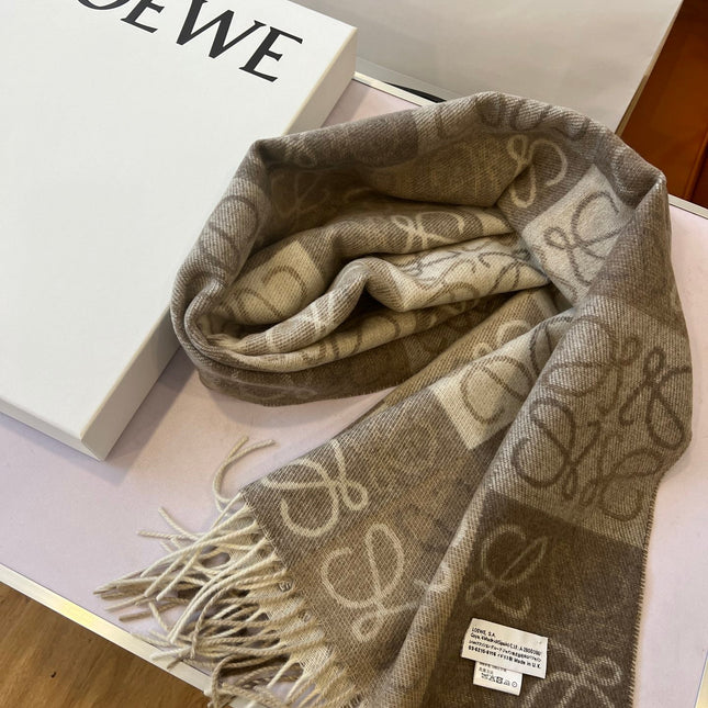 SCARF 180 CM IN WHITE MIX BEIGE WOOL AND CASHMERE 410095