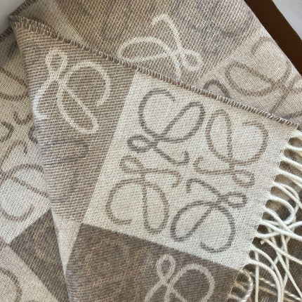 SCARF 180 CM IN WHITE MIX BEIGE WOOL AND CASHMERE 410095