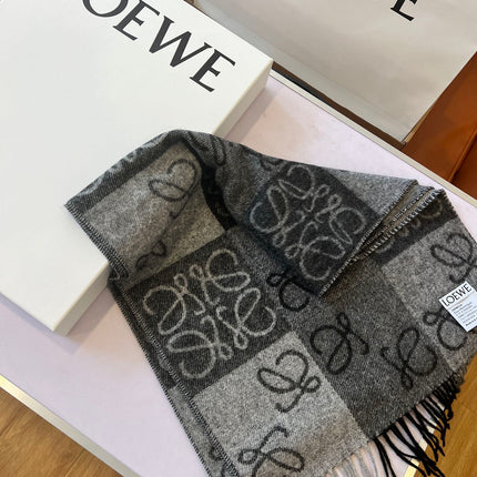 SCARF 180 CM IN BLACK MIX WHITE WOOL AND CASHMERE 410097
