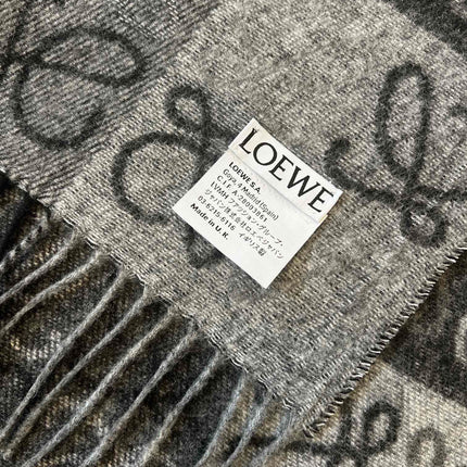SCARF 180 CM IN BLACK MIX WHITE WOOL AND CASHMERE 410097