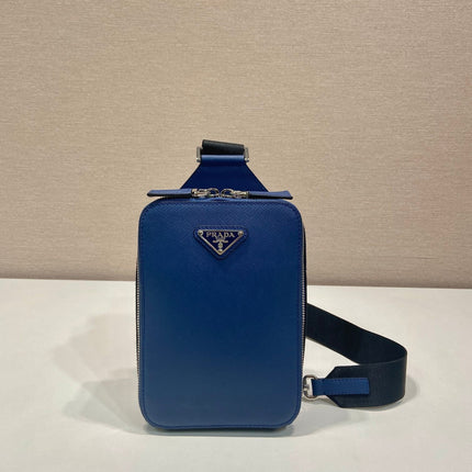 CHEST BAG 20 IN CLASSIC BLUE SAFFIANO LEATHER