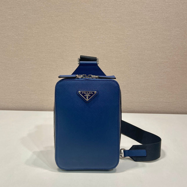 CHEST BAG 20 IN CLASSIC BLUE SAFFIANO LEATHER