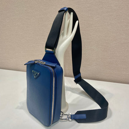 CHEST BAG 20 IN CLASSIC BLUE SAFFIANO LEATHER