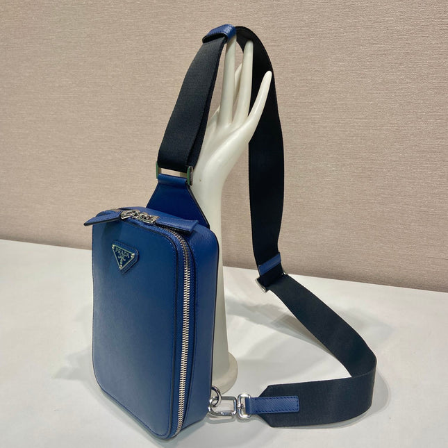 CHEST BAG 20 IN CLASSIC BLUE SAFFIANO LEATHER