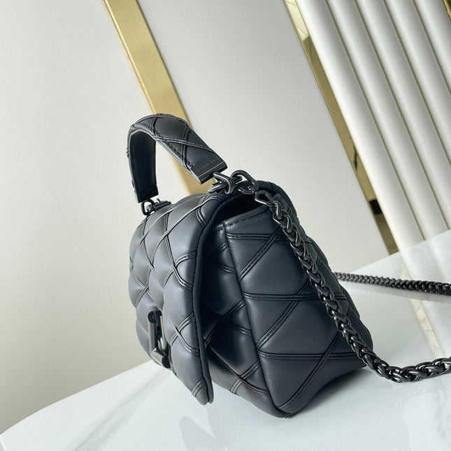 GO-14 MM 23 IN BLACK QUILTED LAMBSKIN BLACK HARDWARE