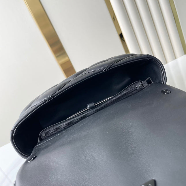 GO-14 MM 23 IN BLACK QUILTED LAMBSKIN BLACK HARDWARE