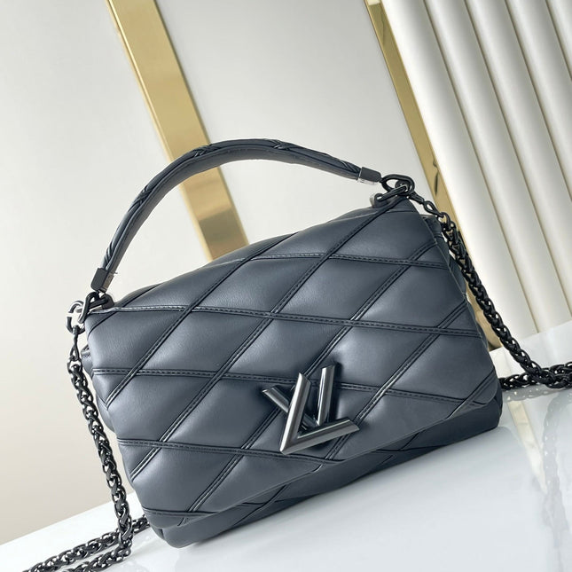 GO-14 MM 23 IN BLACK QUILTED LAMBSKIN BLACK HARDWARE