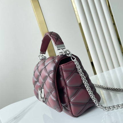 GO-14 PM 20 IN BORDEAUX RED QUILTED LAMBSKIN GOLD HARDWARE