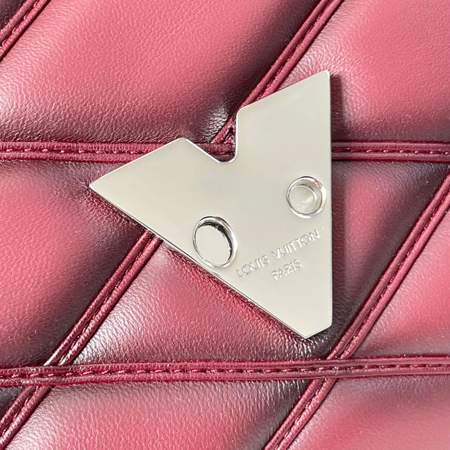 GO-14 PM 20 IN BORDEAUX RED QUILTED LAMBSKIN GOLD HARDWARE