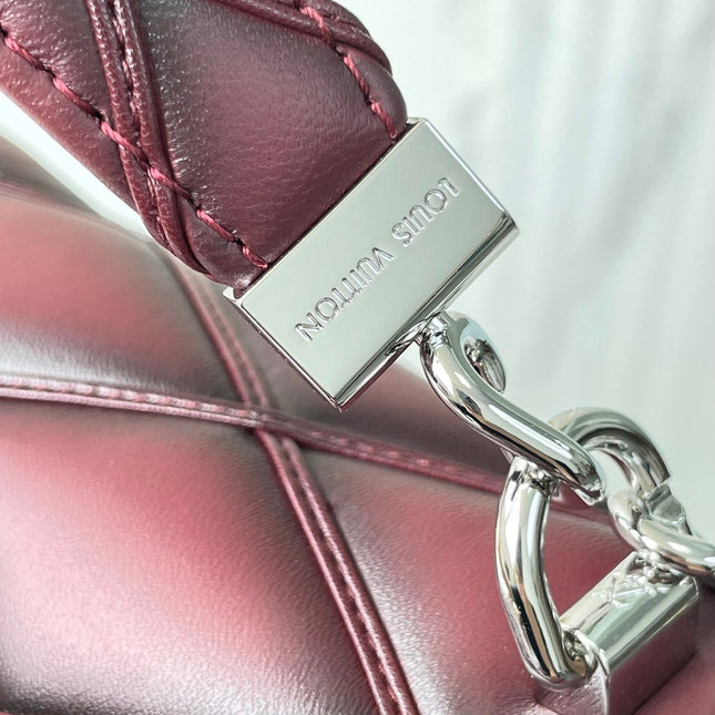 GO-14 PM 20 IN BORDEAUX RED QUILTED LAMBSKIN GOLD HARDWARE
