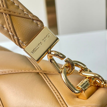 GO-14 PM 20 IN LIGHT FAWN QUILTED LAMBSKIN GOLD HARDWARE