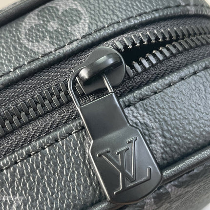 GETAWAY MESSENGER 18 IN GUN METAL MONOGRAM ECLIPSE CANVAS