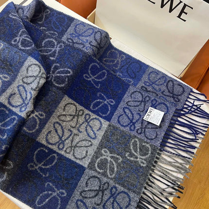SCARF 180 CM IN BLUE WOOL AND CASHMERE 410102