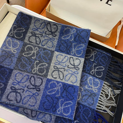 SCARF 180 CM IN BLUE WOOL AND CASHMERE 410102