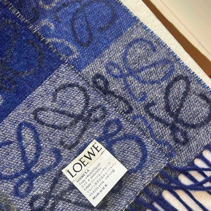 SCARF 180 CM IN BLUE WOOL AND CASHMERE 410102