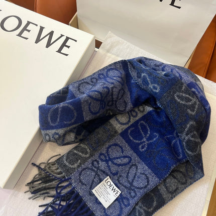SCARF 180 CM IN BLUE WOOL AND CASHMERE 410102