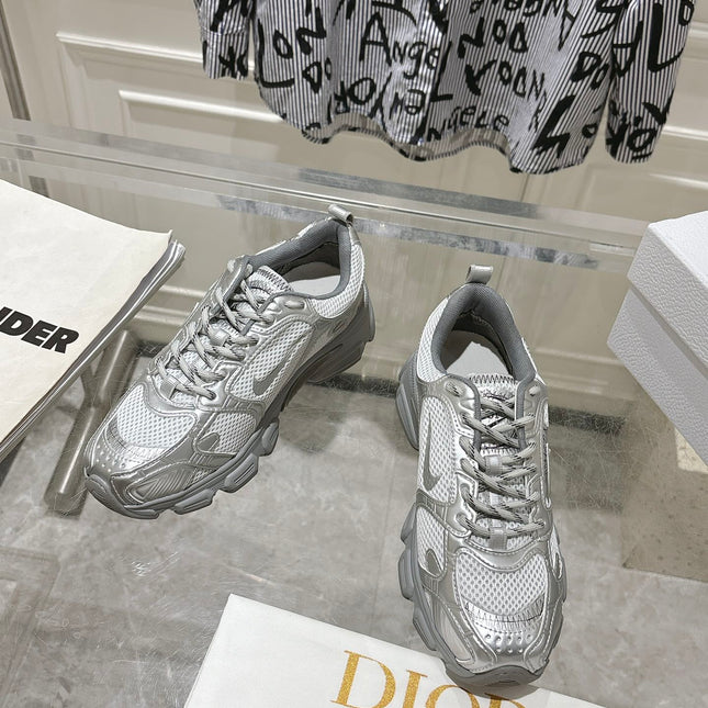 DIOR 25S CHRONO SNEAKER 45MM IN MESH WITH SILVER CALFSKIN