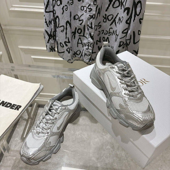 DIOR 25S CHRONO SNEAKER 45MM IN MESH WITH SILVER CALFSKIN