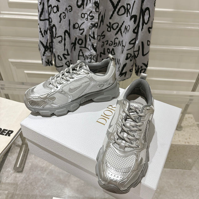 DIOR 25S CHRONO SNEAKER 45MM IN MESH WITH SILVER CALFSKIN