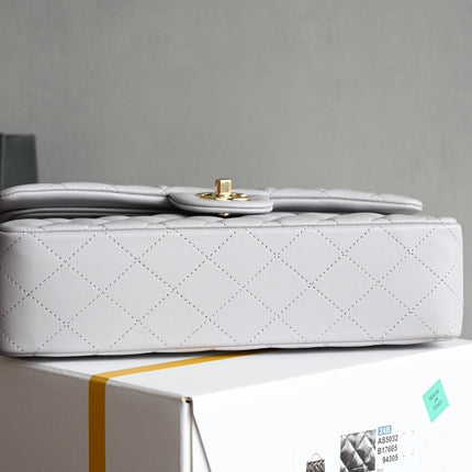 CHANEL 25S FLAP BAG 25.5 CM IN LIGHT GREY LAMBSKIN