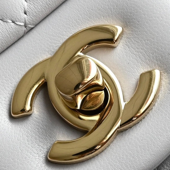 CHANEL 25S FLAP BAG 25.5 CM IN LIGHT GREY LAMBSKIN