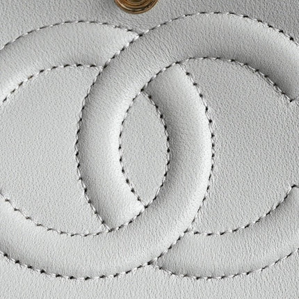 CHANEL 25S FLAP BAG 25.5 CM IN LIGHT GREY LAMBSKIN