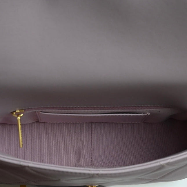 CHANEL 25S FLAP BAG 21 CM IN LIGHT PURPLE LAMBSKIN WITH GOLD HARDWARE