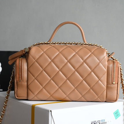 CHANEL 25S VANITY CASE 23 CM IN LIGHT BROWN LAMBSKIN