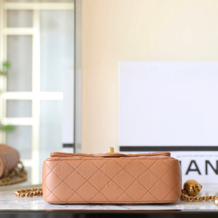 CHANEL 25S FLAP BAG 20 CM IN LIGHT BROWN LAMBSKIN WITH GOLD HARDWARE