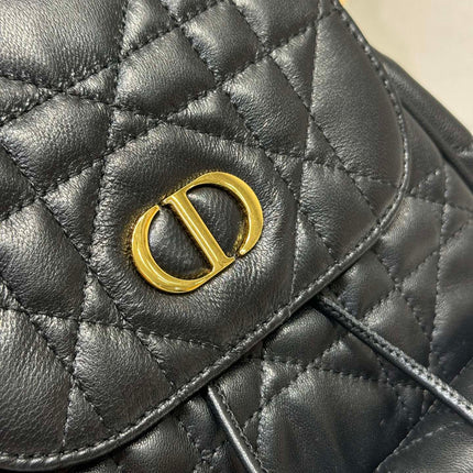 MEDIUM CARO BACKPACK 27 IN BLACK MACROCANNAGE LAMBSKIN