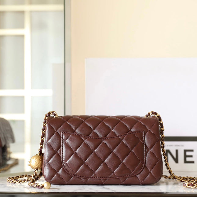 CHANEL 25S FLAP BAG 20 CM IN DARK BROWN LAMBSKIN WITH GOLD HARDWARE