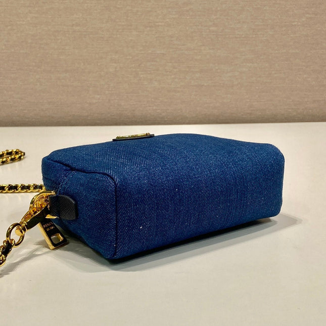 MINI BAG 14 IN AZURE BLUE DENIM GOLD HARDWARE