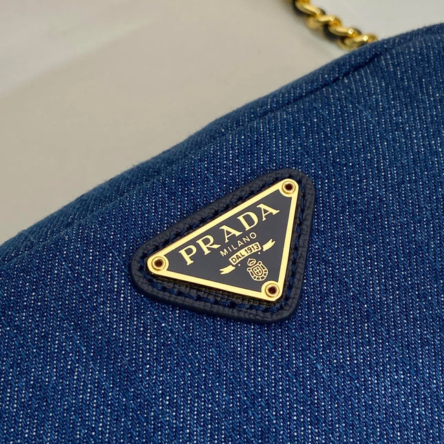 MINI BAG 14 IN AZURE BLUE DENIM GOLD HARDWARE