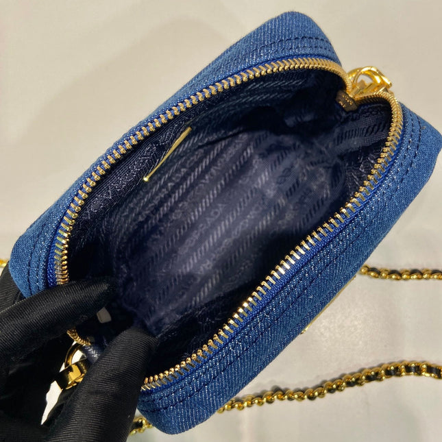 MINI BAG 14 IN AZURE BLUE DENIM GOLD HARDWARE