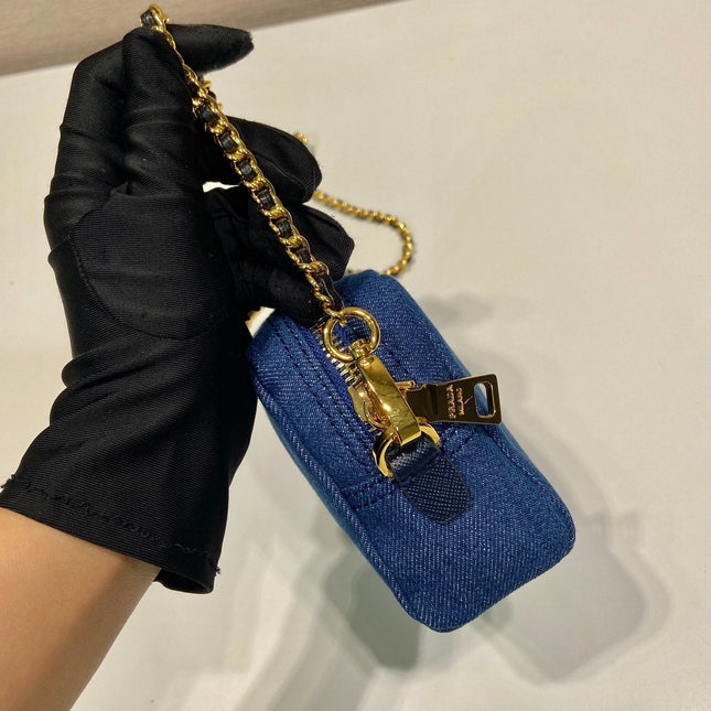 MINI BAG 14 IN AZURE BLUE DENIM GOLD HARDWARE