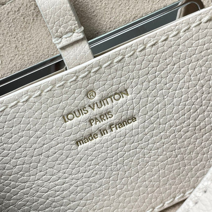 SOFT TWIST 27 IN WHITE CALFSKIN GOLD LOGO